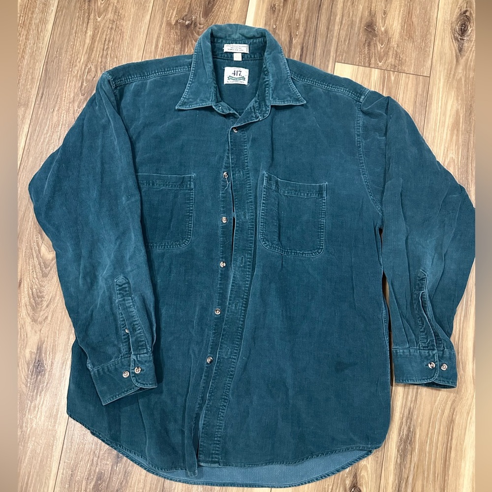 Vintage 417 by Van Heusen Teal Corduroy Button-Up Shirt